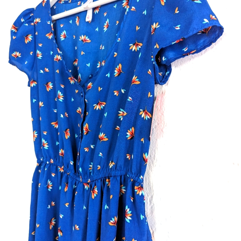 NEW! Rich Blue, Floral Summer Dress Size S